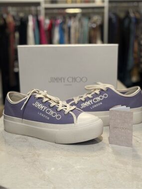 Jimmy Choo Palma Maxi  Canvas Sneakers Purple size 42 or 12 in box like new